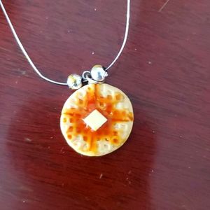 Waffles necklace clay